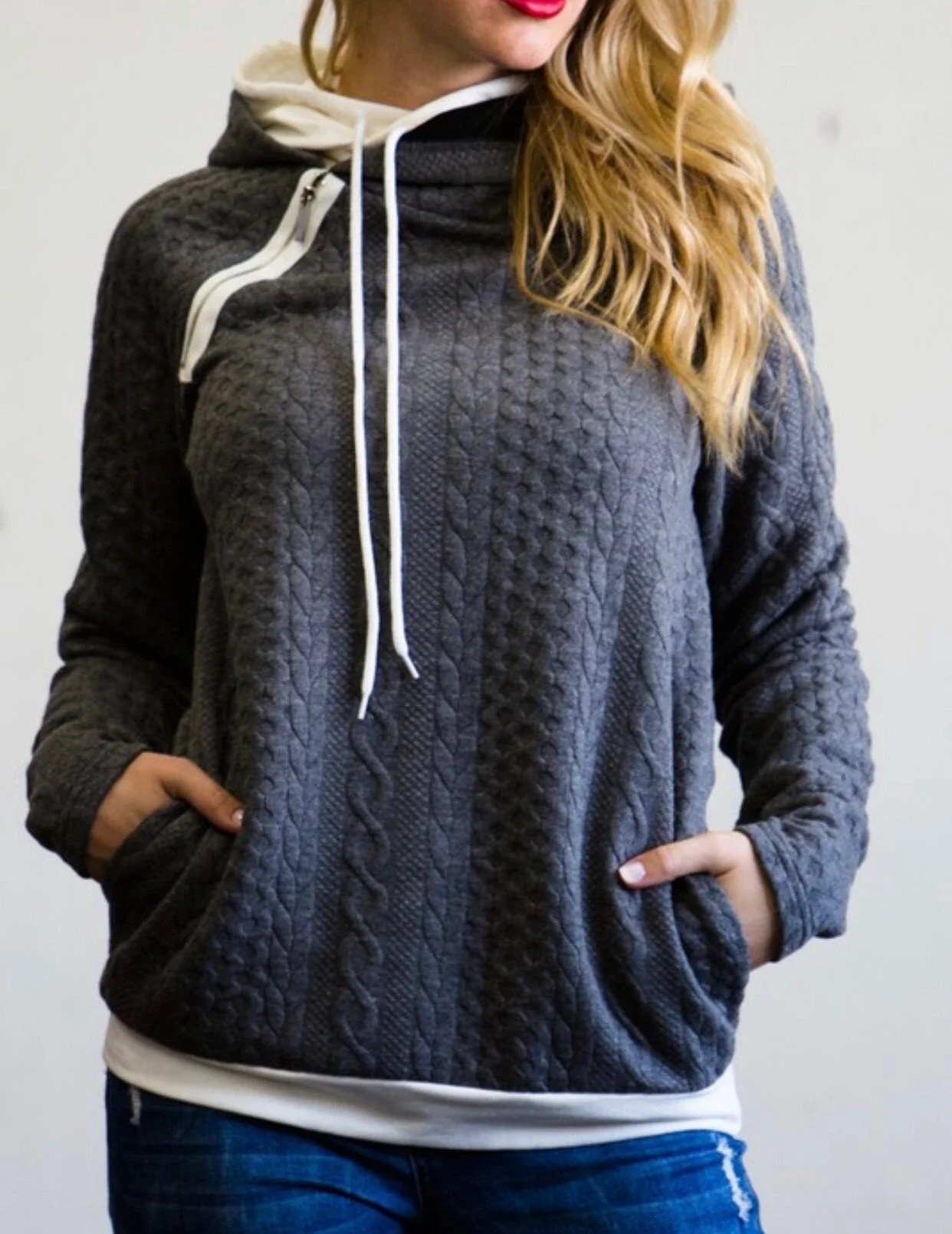 Double hooded shop sweatshirt boutique
